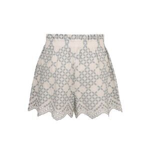 RAQUEL DINIZ Embroidered Eyelet High-Waisted Shorts Women WHITE Pants